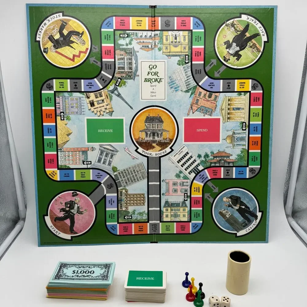 Vintage Go For Broke Spend A Million Board Game Complete 2-5 Players